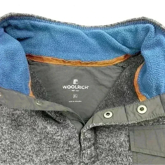 WOOLRICH Mens Drifter Fleece 1/4 Snap Pullover Grey Sweater Fleece Size XL - Picture 11 of 13